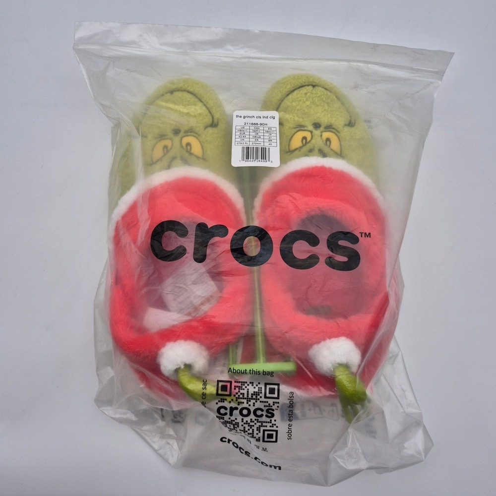 Crocs The Grinch Classic Lined Clogs Women's Size 11 Shoes Unisex Casual Green - Picture 2 of 16
